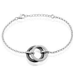 Bracelet You&me Argent Blanc Céramique Et Oxyde De Zirconium