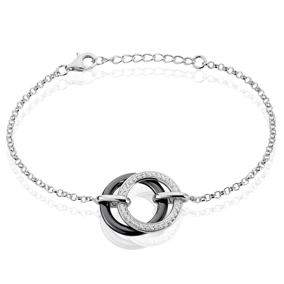 Bracelet You&me Argent Blanc Céramique Et Oxyde De Zirconium