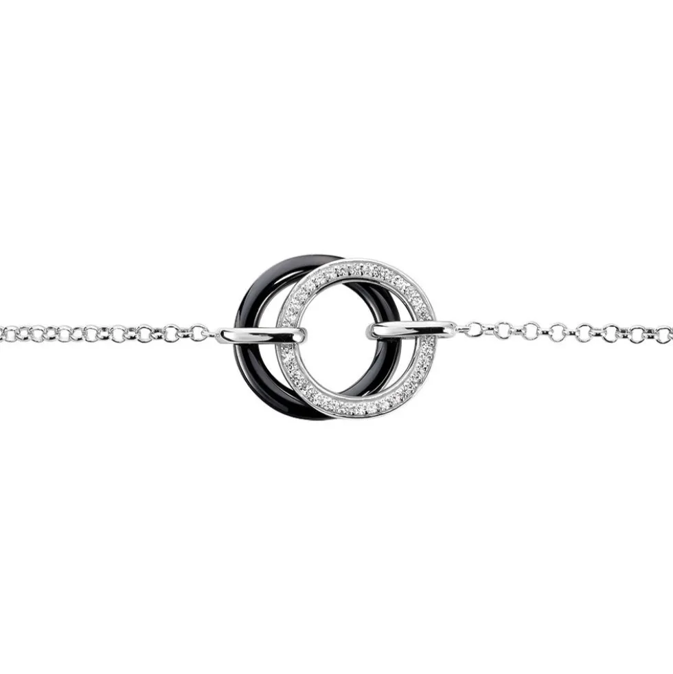 Bracelet You&me Argent Blanc Céramique Et Oxyde De Zirconium