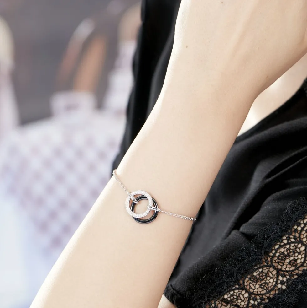 Bracelet You&me Argent Blanc Céramique Et Oxyde De Zirconium