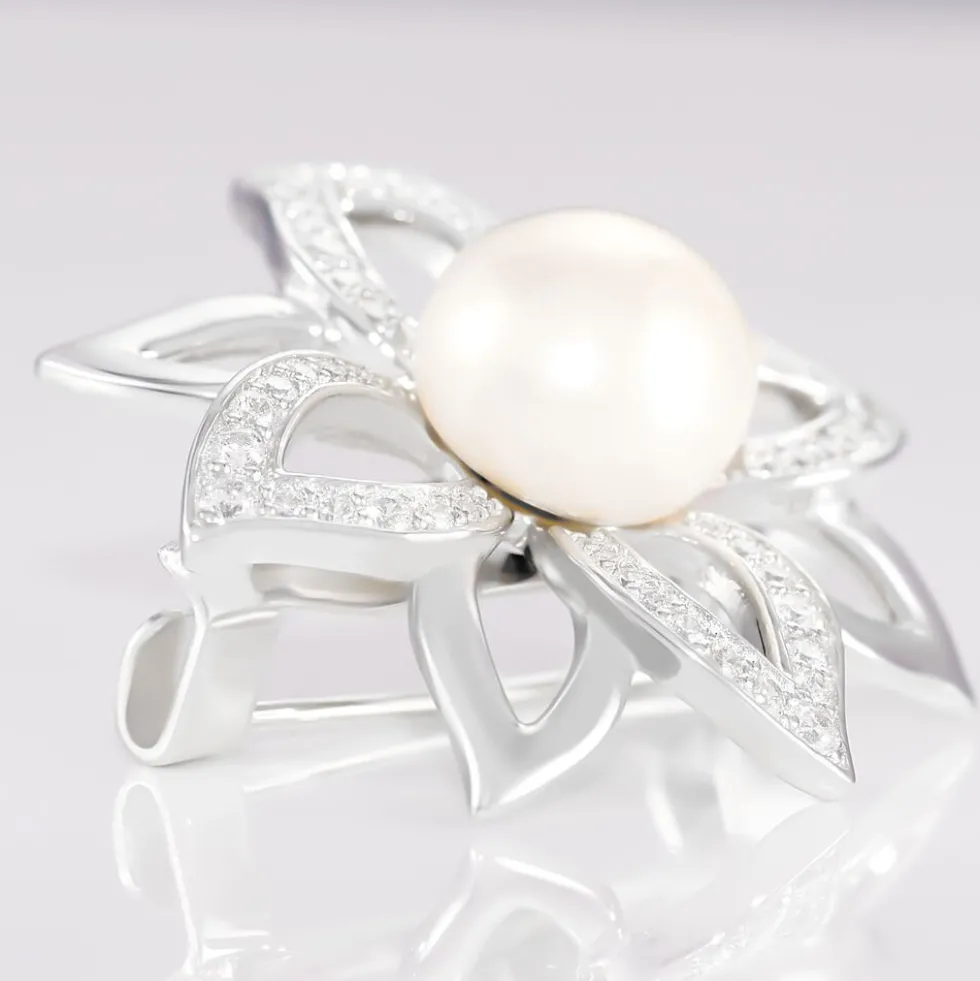Broche Bonifacio Argent Blanc Oxyde De Zirconium
