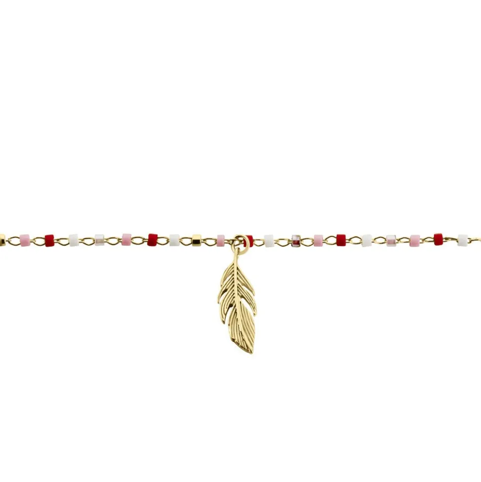 Chaine De Cheville Plaqué Or Jaune Mica Perles De Miyuki