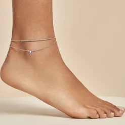 Chaîne De Cheville Azza Argent Blanc