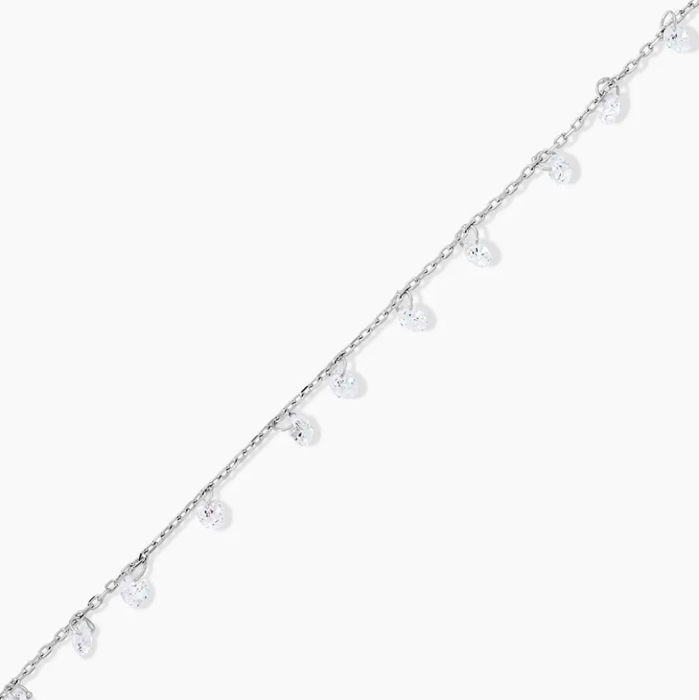 Chaîne De Cheville Carolaine Argent Blanc Oxyde De Zirconium