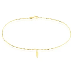Chaîne De Cheville Plume Or Jaune