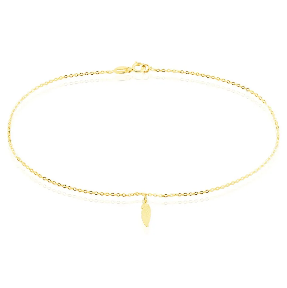 Chaîne De Cheville Plume Or Jaune