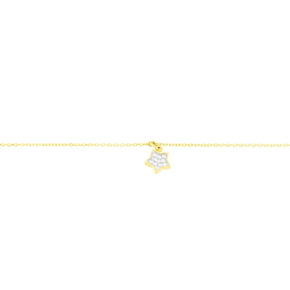 Chaîne De Cheville Valentiane Or Jaune Oxyde De Zirconium