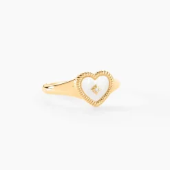 Chevalière Bronte Or Jaune Nacre Diamant