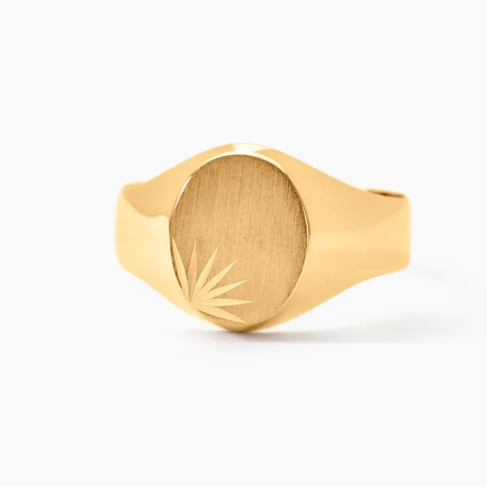 Chevalière Deimos Ovale Diamantee Soleil Or Jaune