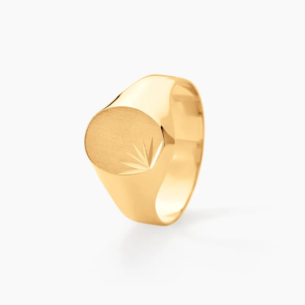 Chevalière Deimos Ovale Diamantee Soleil Or Jaune