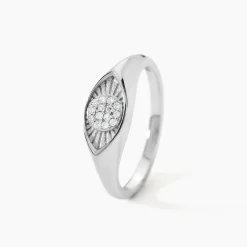 Chevalière Evalyn Argent Blanc Oxyde De Zirconium