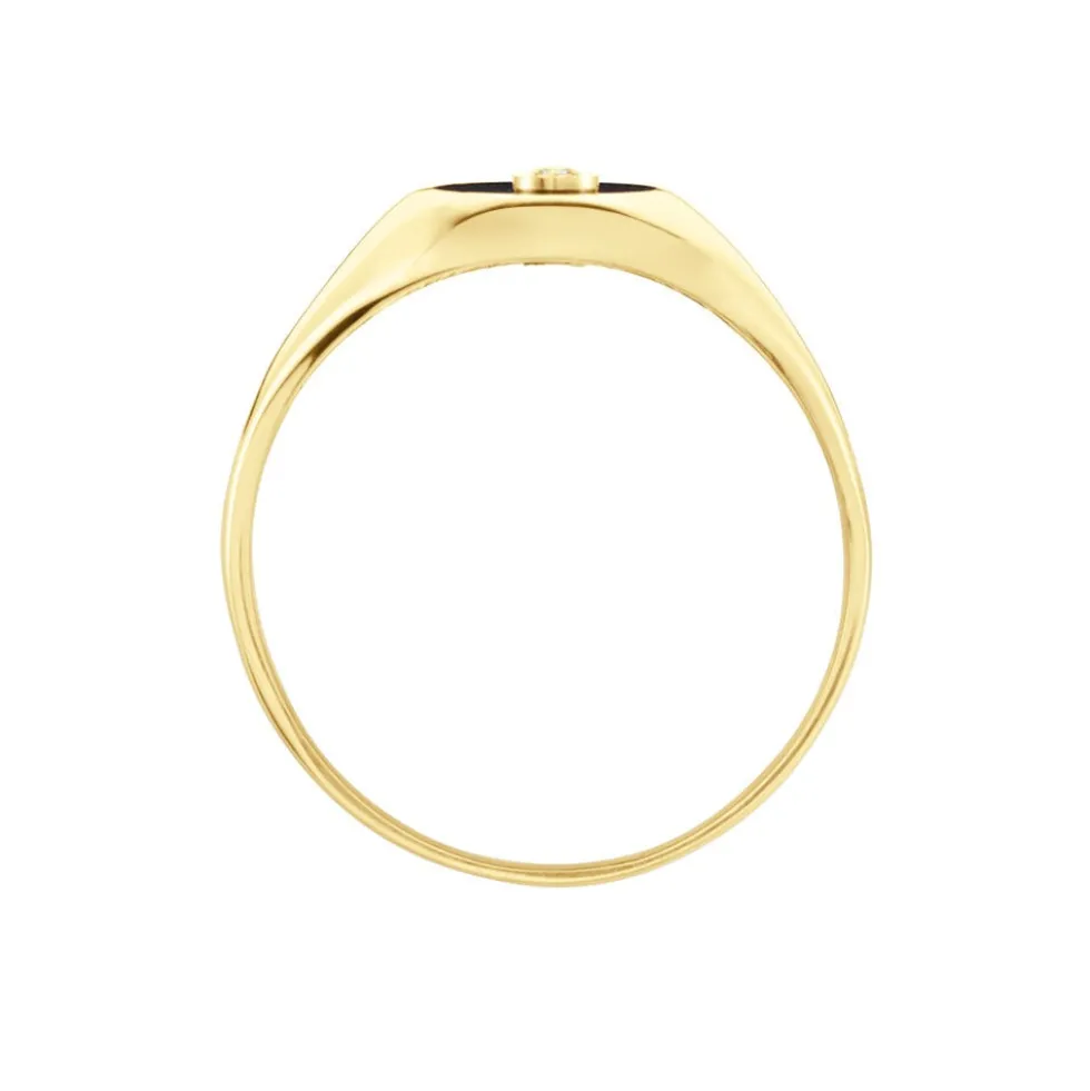 Chevalière Giles Or Jaune Onyx Diamant