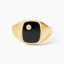 Chevalière Glynn Or Jaune Onyx Diamant