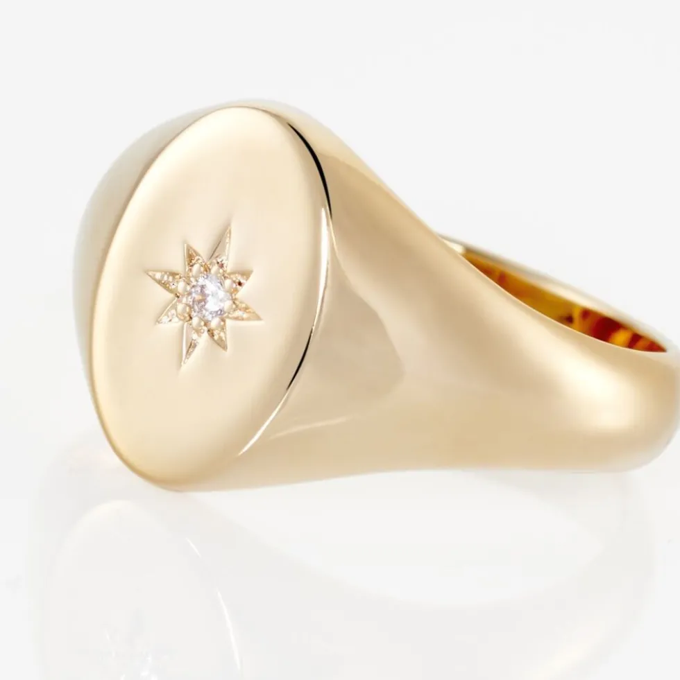Chevalière Gwennen Plaqué Or Oxyde De Zirconium