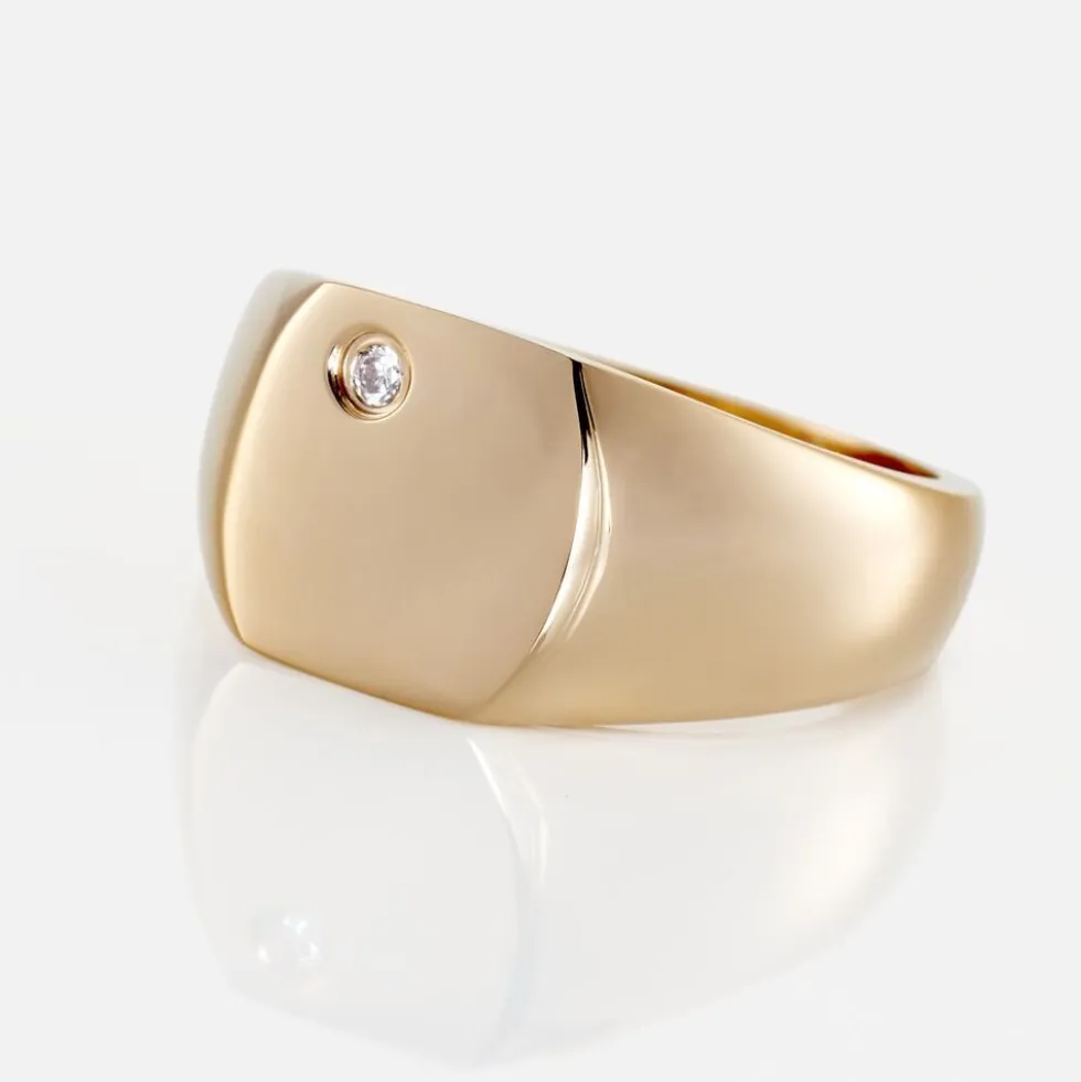 Chevalière Hide Plaqué Or Oxyde De Zirconium