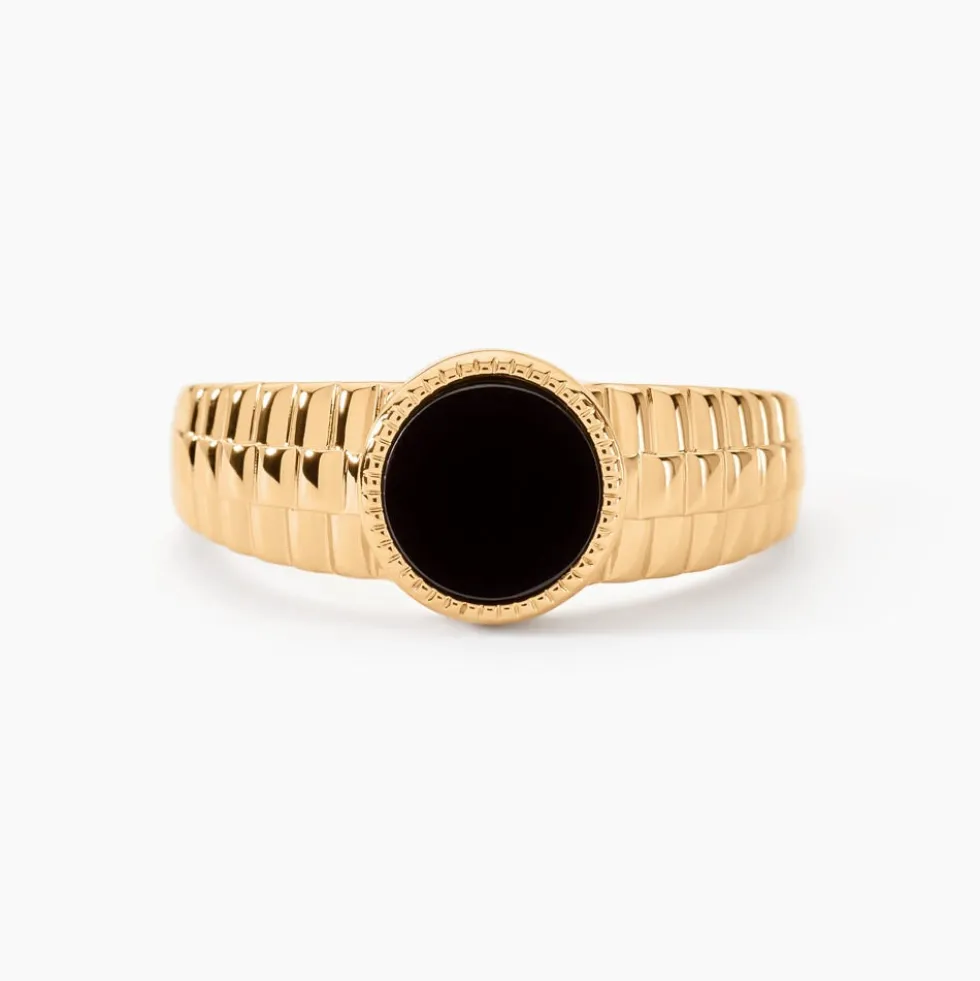 Chevalière Plaqué Or Jaune Haakon Onyx