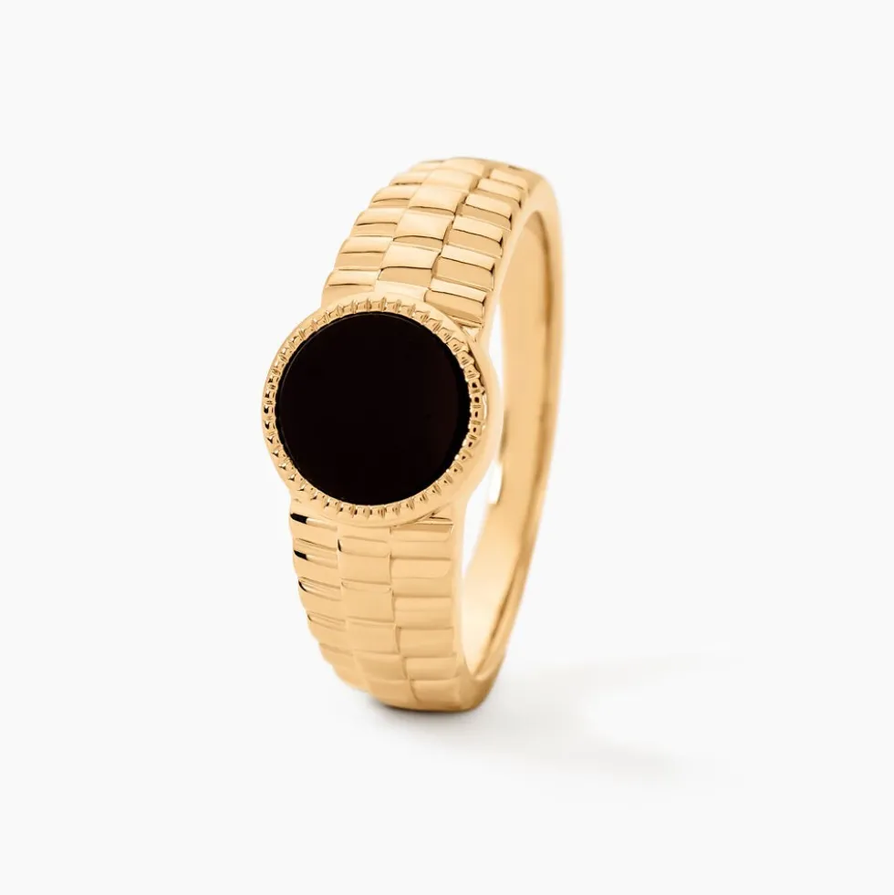 Chevalière Plaqué Or Jaune Haakon Onyx