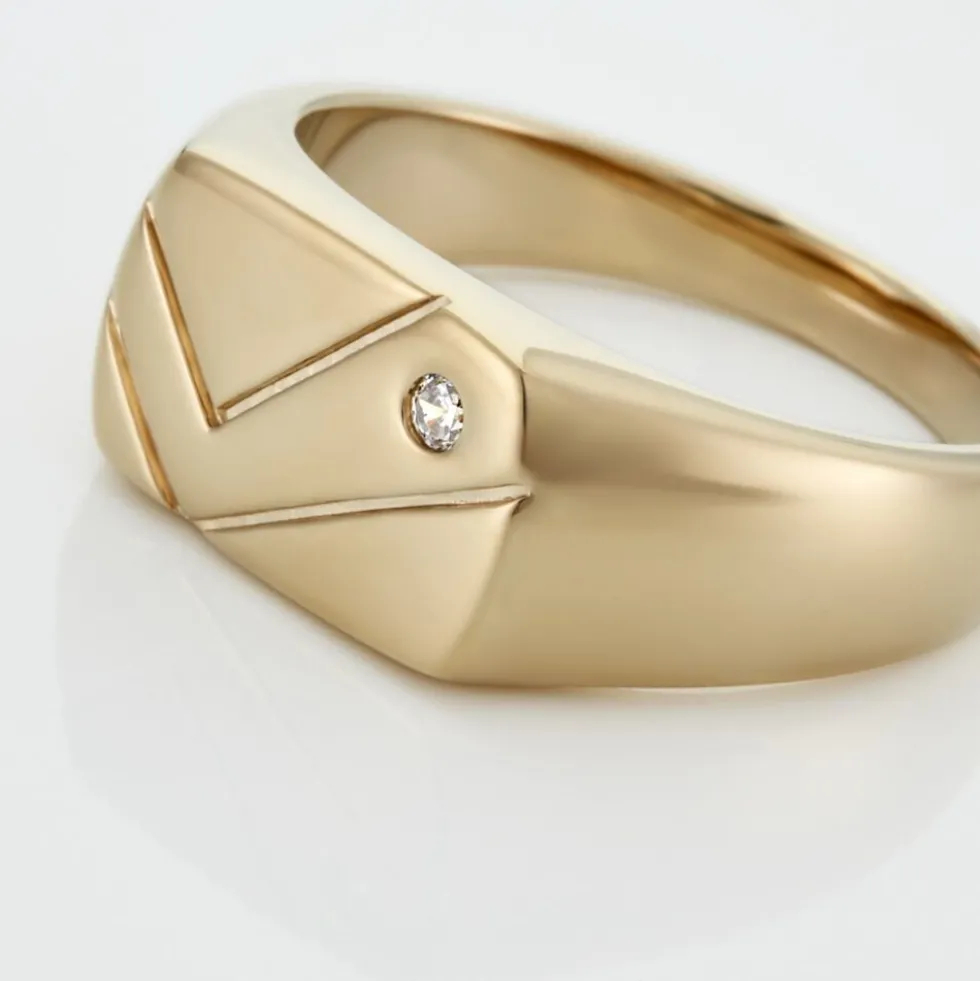 Chevalière Plaqué Or Jaune Gyorgy Oxyde De Zirconium