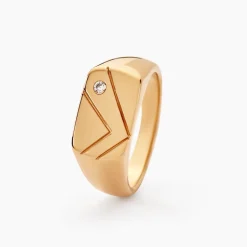 Chevalière Plaqué Or Jaune Gyorgy Oxyde De Zirconium