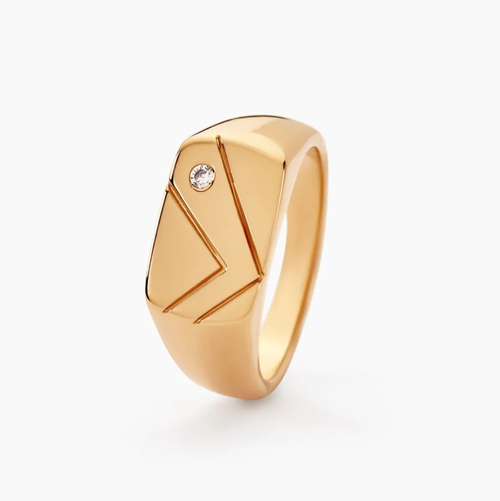 Chevalière Plaqué Or Jaune Gyorgy Oxyde De Zirconium