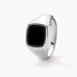 Chevalière Renelia Argent Blanc Blanc Onyx