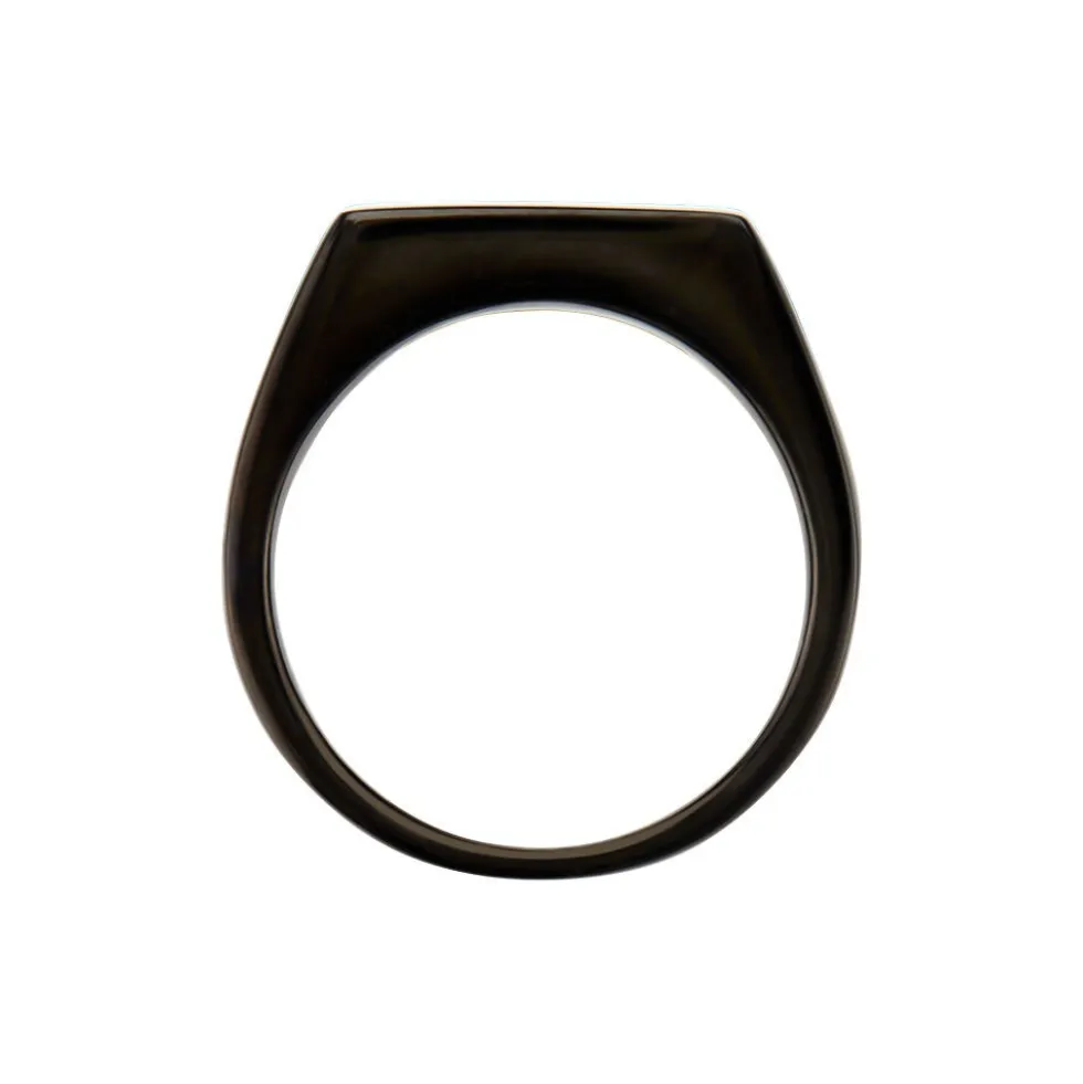 Chevalière Acier Noir Luciano