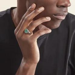 Chevalière Argent Blanc Aileas Malachite
