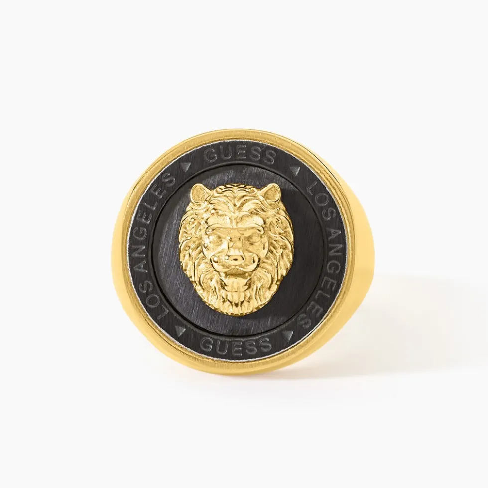 Chevalière Guess Lion King Acier Doré
