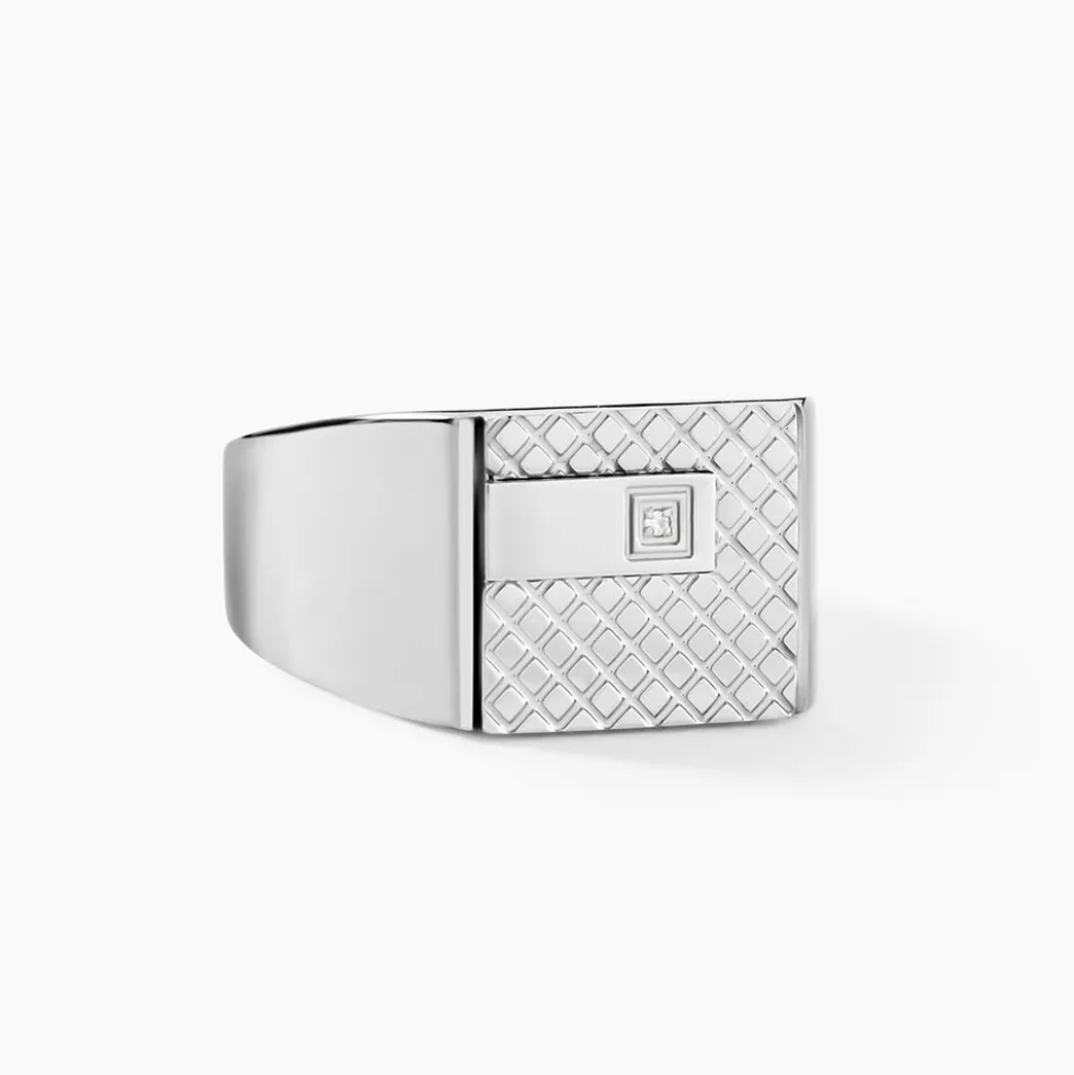 Chevalière Phebus Him Acier Blanc Diamant