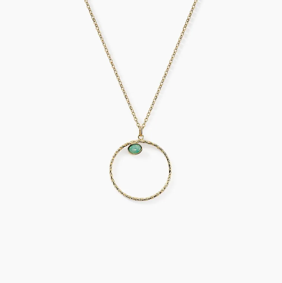 Collier Acier Doré Amazonite