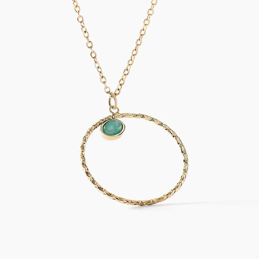 Collier Acier Doré Amazonite