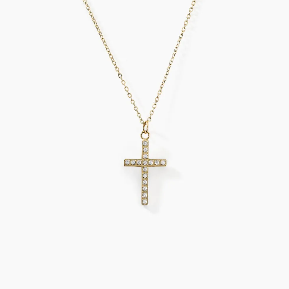 Collier Acier Doré Cristal