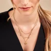 Collier Acier Doré Cristal