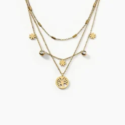 Collier Acier Doré Cristal