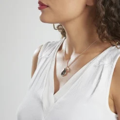 Collier Alican Argent Blanc Oxyde De Zirconium Et Céramique
