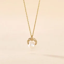 Collier Aloys Or Jaune Perle De Culture Et Oxyde De Zirconium