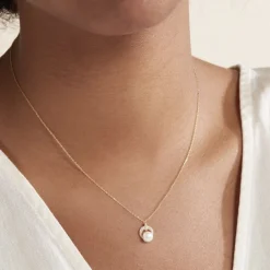 Collier Aloys Or Jaune Perle De Culture Et Oxyde De Zirconium