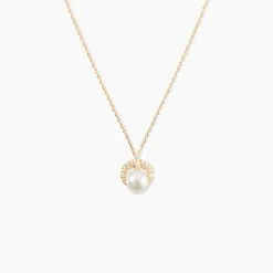 Collier Aloys Or Jaune Perle De Culture Et Oxyde De Zirconium