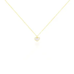 Collier Amaryllis Coeur Or Jaune Nacre