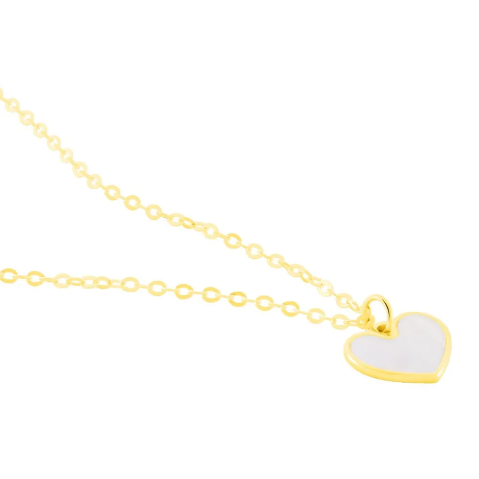 Collier Amaryllis Coeur Or Jaune Nacre