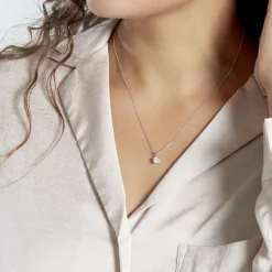 Collier Aphrodite Or Blanc Diamant Synthetique