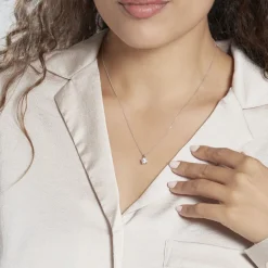 Collier Aphrodite Or Blanc Diamant Synthetique