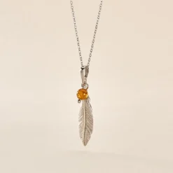 Collier Argent Blanc Adriane Ambre