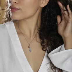 Collier Argent Blanc Adriane Ambre
