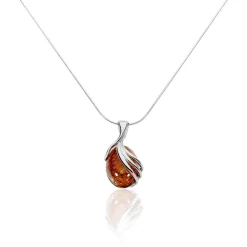 Collier Argent Blanc Aleina Ambre