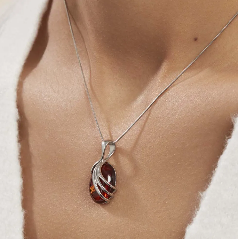 Collier Argent Blanc Aleina Ambre