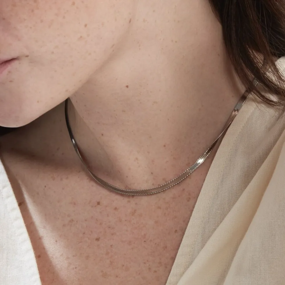 Collier Argent Blanc Alyona