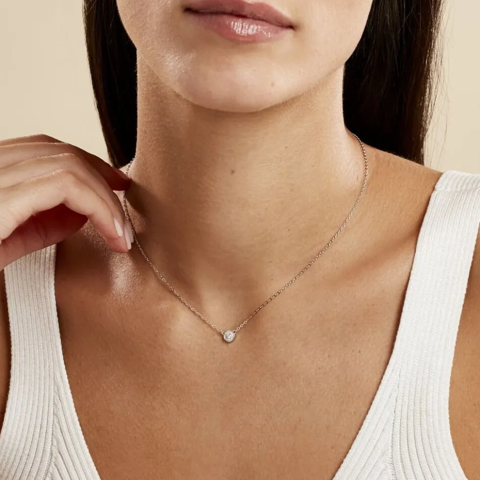 Collier Argent Blanc Auxana Oxyde De Zirconium