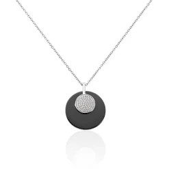 Collier Argent Blanc Céramique Et Oxyde De Zirconium