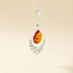Collier Argent Blanc Doralyn Ambre